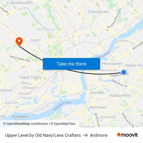 Upper Level by Old Navy/Lens Crafters to Ardmore map