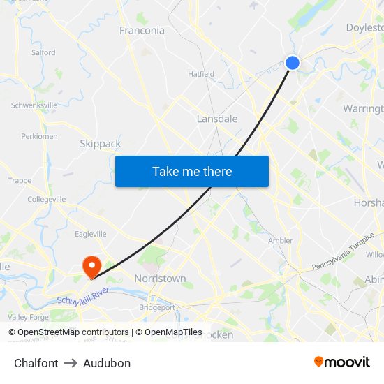 Chalfont to Audubon map