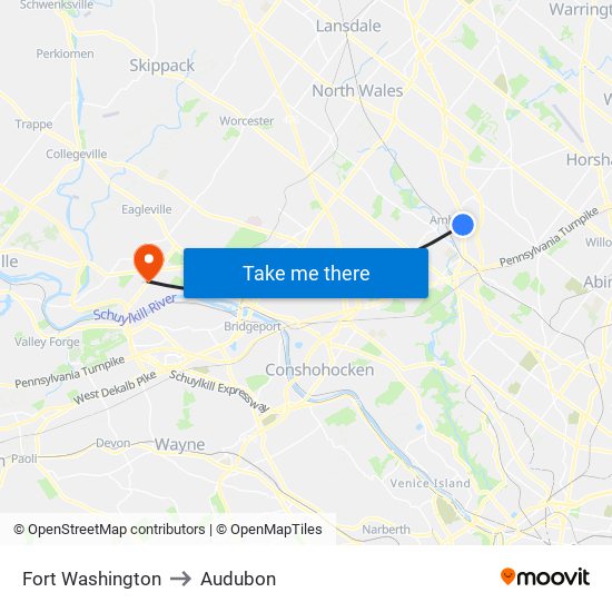 Fort Washington to Audubon map