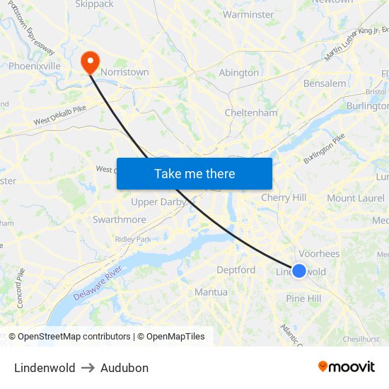 Lindenwold to Audubon map