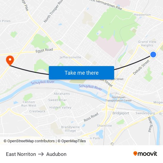 East Norriton to Audubon map