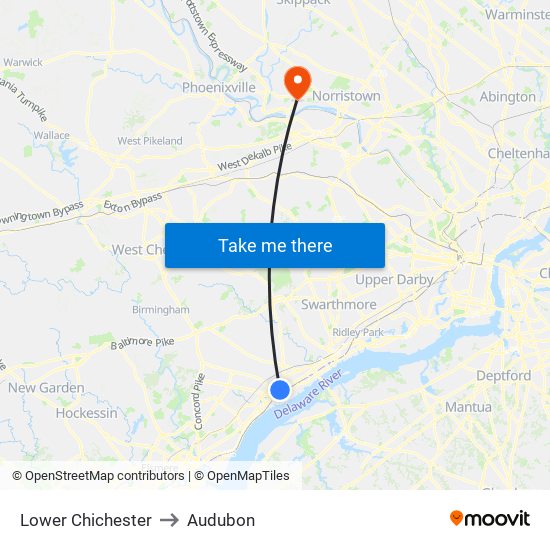 Lower Chichester to Audubon map