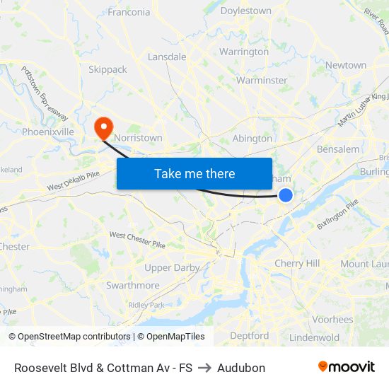 Roosevelt Blvd & Cottman Av - FS to Audubon map