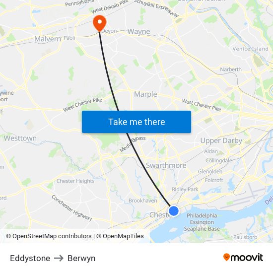 Eddystone to Berwyn map