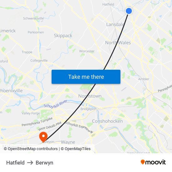 Hatfield to Berwyn map