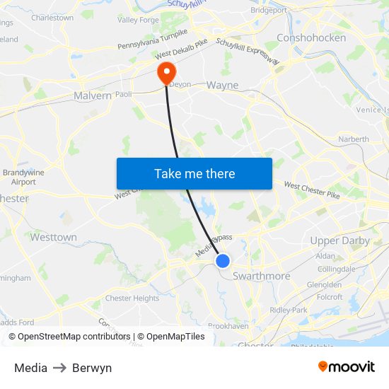 Media to Berwyn map