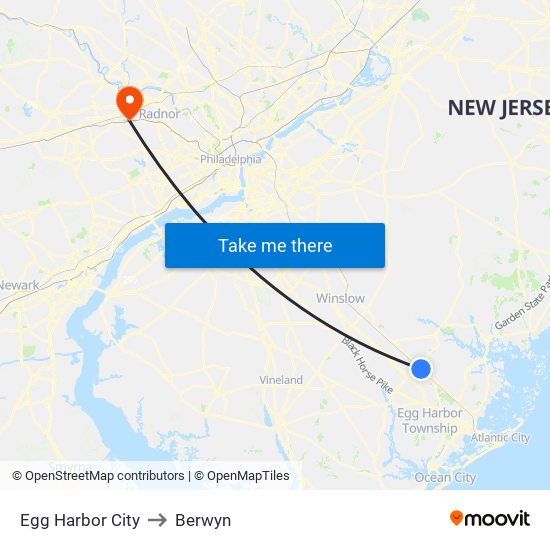 Egg Harbor City to Berwyn map