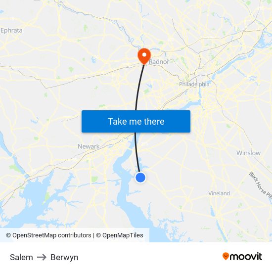 Salem to Berwyn map