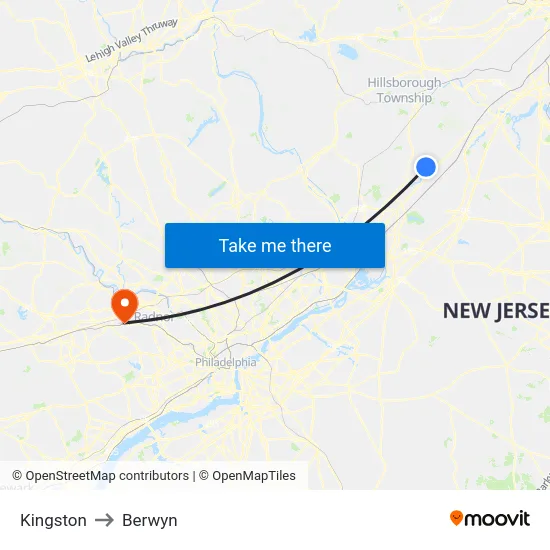 Kingston to Berwyn map