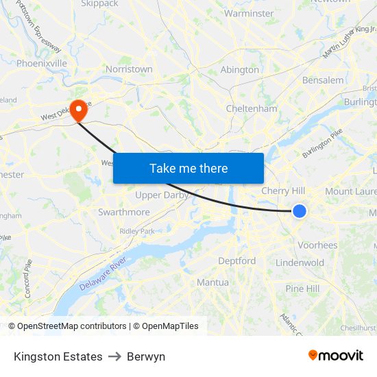 Kingston Estates to Berwyn map