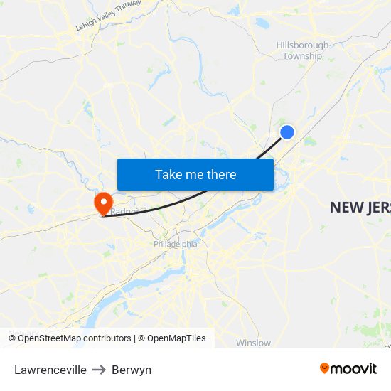 Lawrenceville to Berwyn map