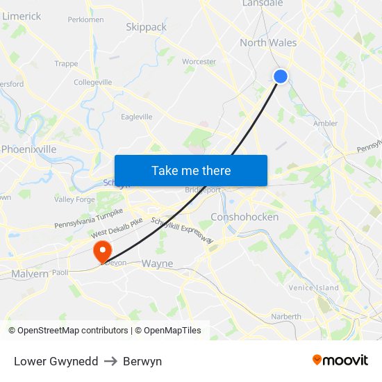 Lower Gwynedd to Berwyn map