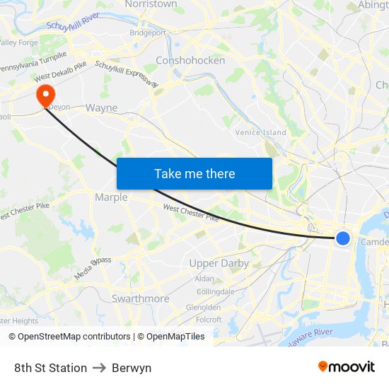 8th St Station to Berwyn map