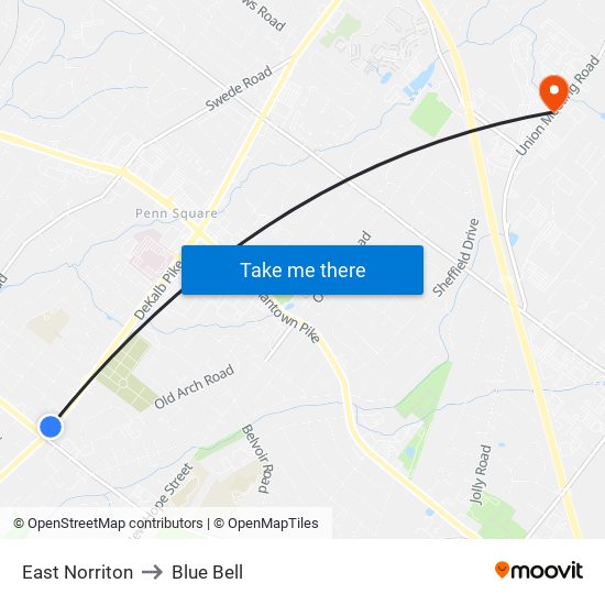 East Norriton to Blue Bell map