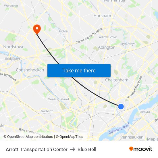 Arrott Transportation Center to Blue Bell map