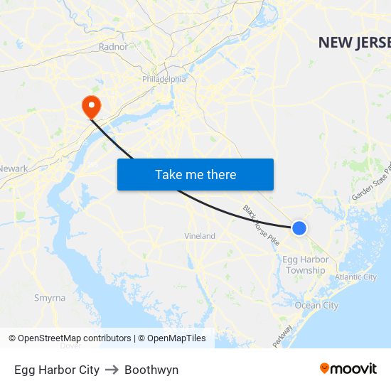 Egg Harbor City to Boothwyn map