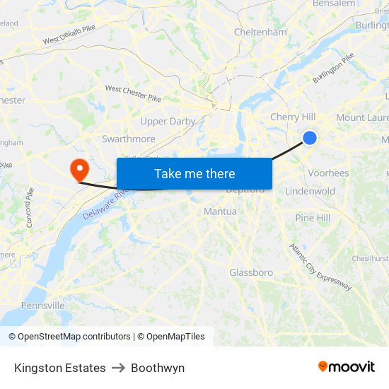 Kingston Estates to Boothwyn map