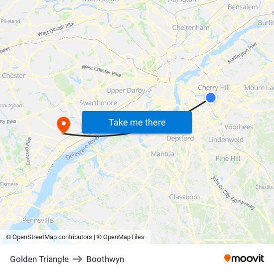 Golden Triangle to Boothwyn map