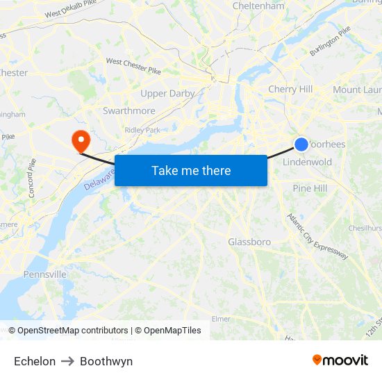 Echelon to Boothwyn map