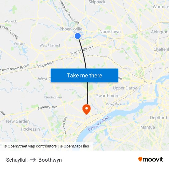 Schuylkill to Boothwyn map