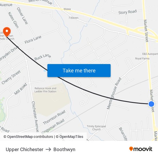 Upper Chichester to Boothwyn map