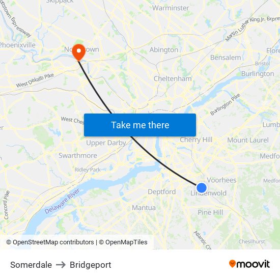 Somerdale to Bridgeport map