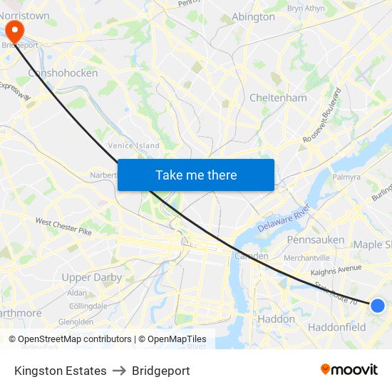 Kingston Estates to Bridgeport map