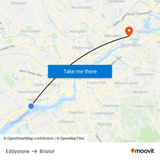 Eddystone to Bristol map