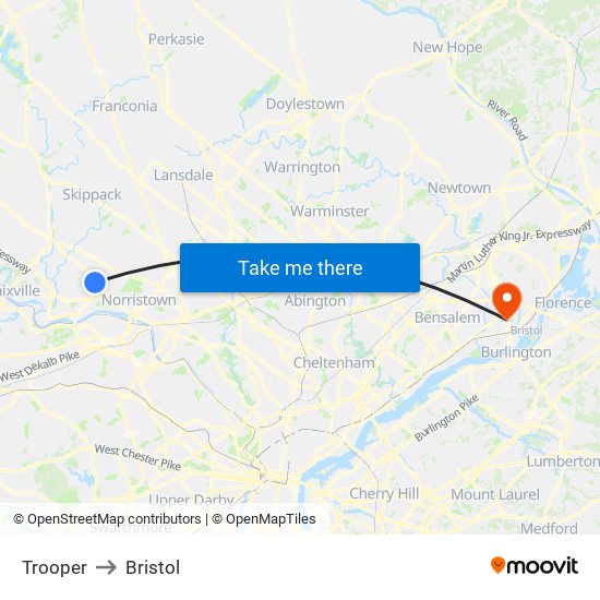 Trooper to Bristol map