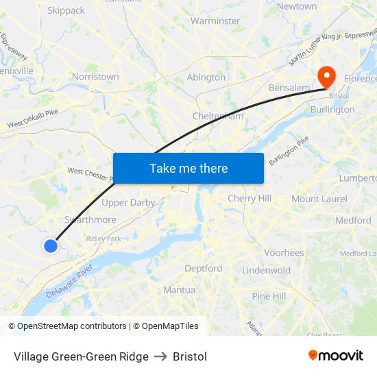 Village Green-Green Ridge to Bristol map
