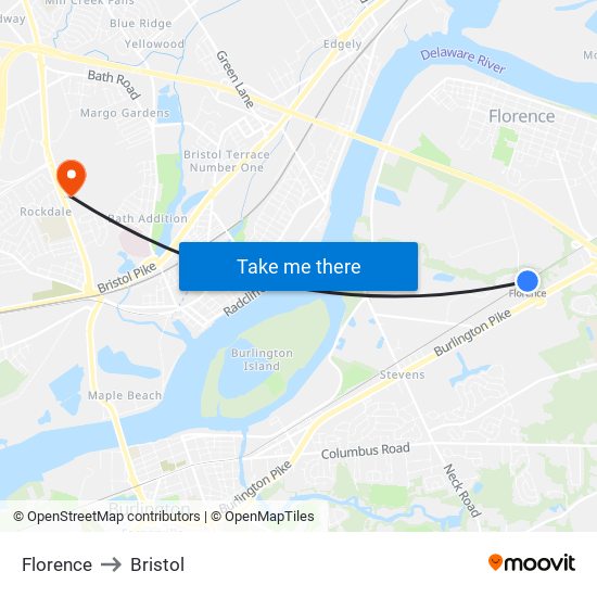 Florence to Bristol map