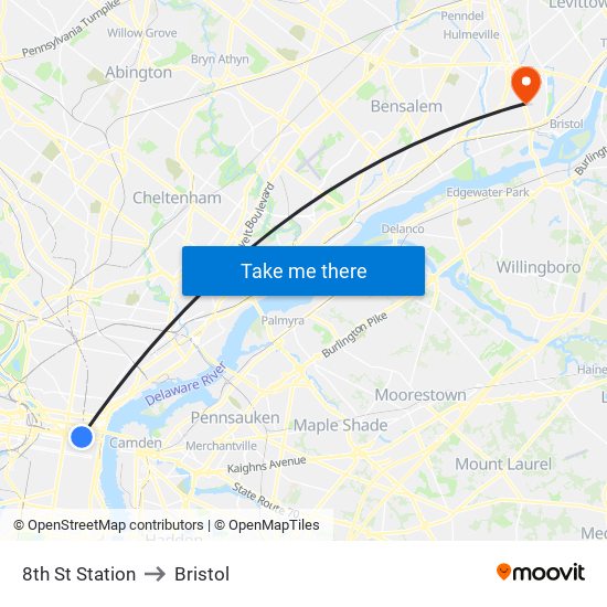 8th St Station to Bristol map