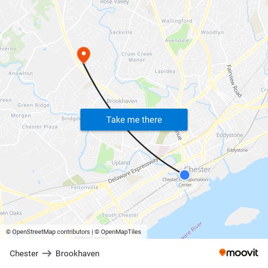 Chester to Brookhaven map