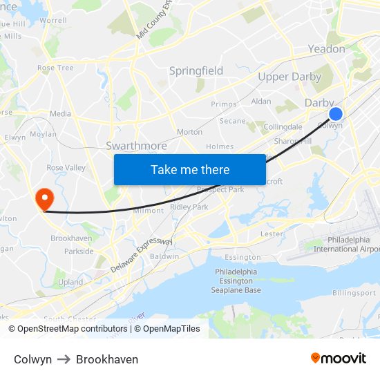 Colwyn to Brookhaven map