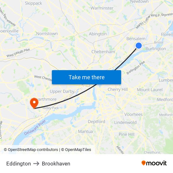 Eddington to Brookhaven map