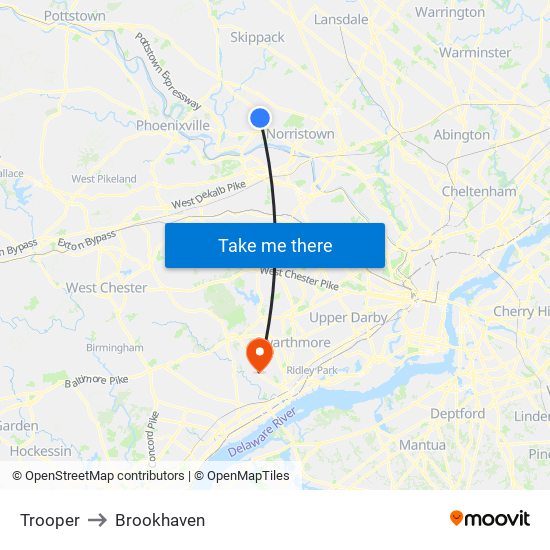 Trooper to Brookhaven map