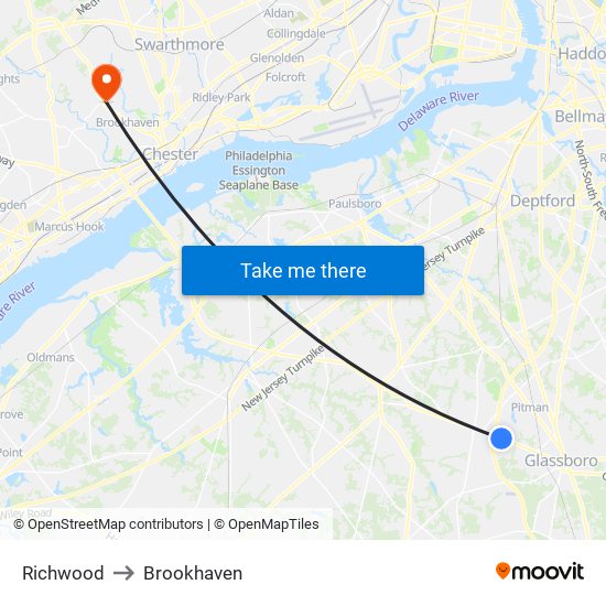 Richwood to Brookhaven map