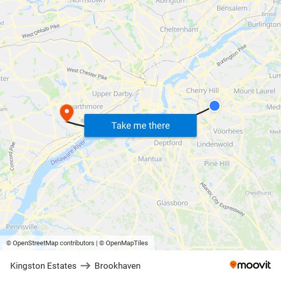 Kingston Estates to Brookhaven map