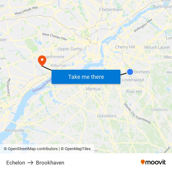 Echelon to Brookhaven map