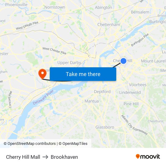 Cherry Hill Mall to Brookhaven map