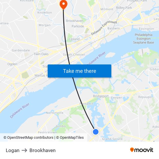 Logan to Brookhaven map