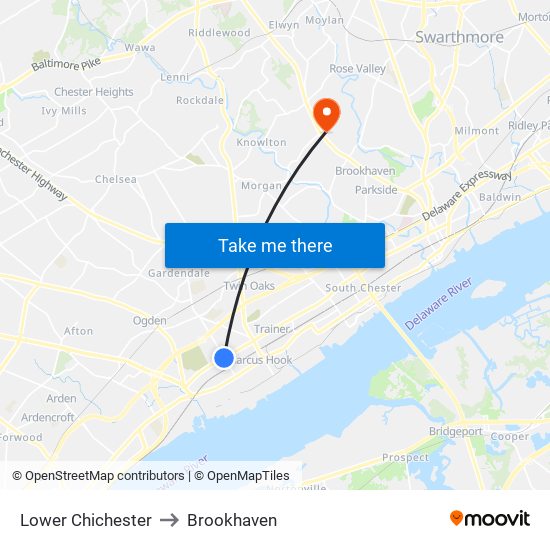 Lower Chichester to Brookhaven map