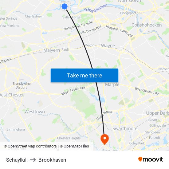 Schuylkill to Brookhaven map