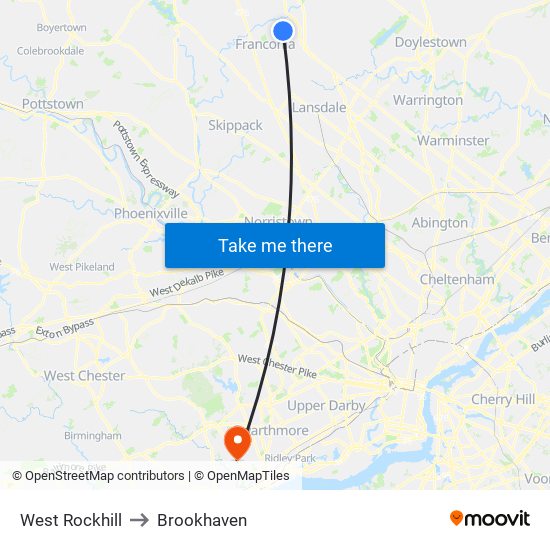 West Rockhill to Brookhaven map