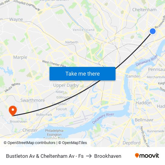 Bustleton Av & Cheltenham Av - Fs to Brookhaven map