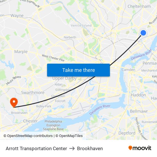 Arrott Transportation Center to Brookhaven map