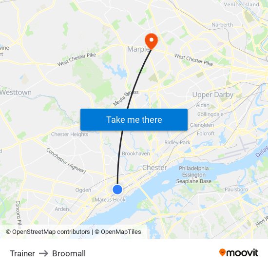 Trainer to Broomall map