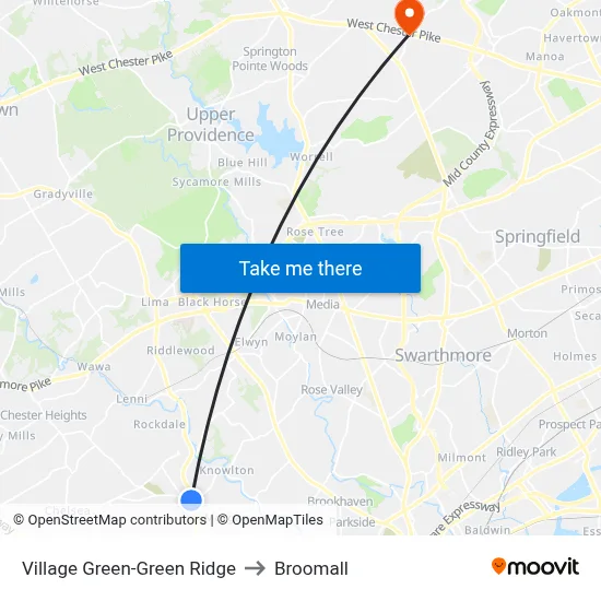 Village Green-Green Ridge to Broomall map