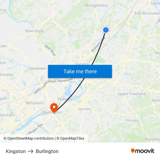 Kingston to Burlington map