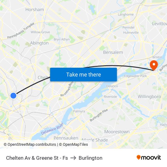 Chelten Av & Greene St - Fs to Burlington map